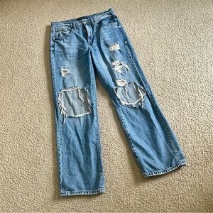 Aeropostale Light Blue Low Rise Skater Jeans heavily distressed size 6R